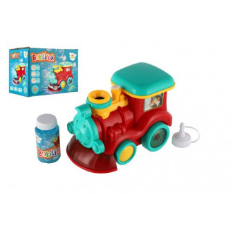 Bublifuk lokomotíva + náplň plast 18cm na batérie so zvukom so svetlom v krabičke 19x14x11, 5cm