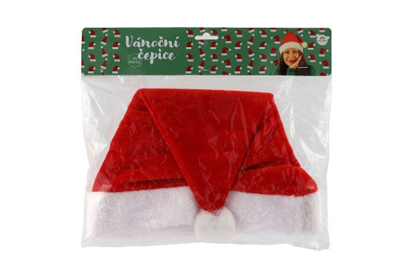 Čiapka vianočná pre dospelých látka priemer 29 cm na karte karneval