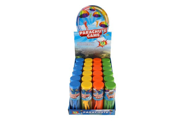 Parašutista figúrka s padákom lietajúci 9cm 4 farby v tube