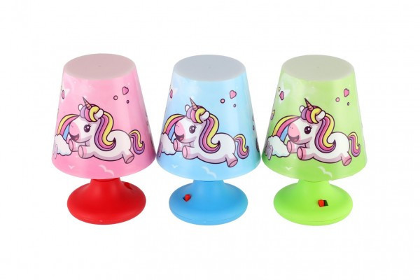 Mini lampička s jednorožcom na stôl plast 8,5 x11cm na batérie 3 farby
