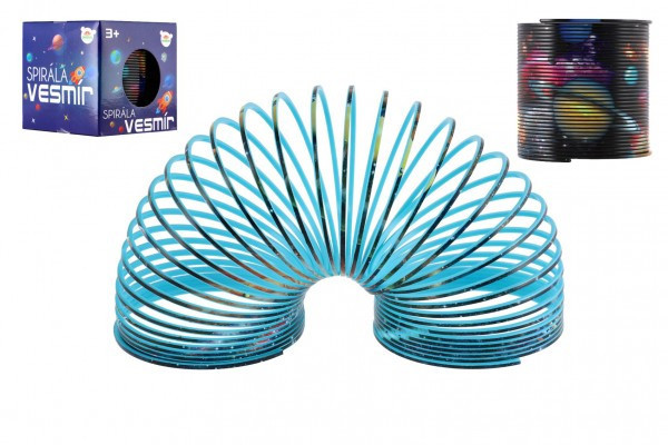 Špirála/pružina vesmír plast priemer 6,5cm 2 farby v krabičke 7x7x7cm