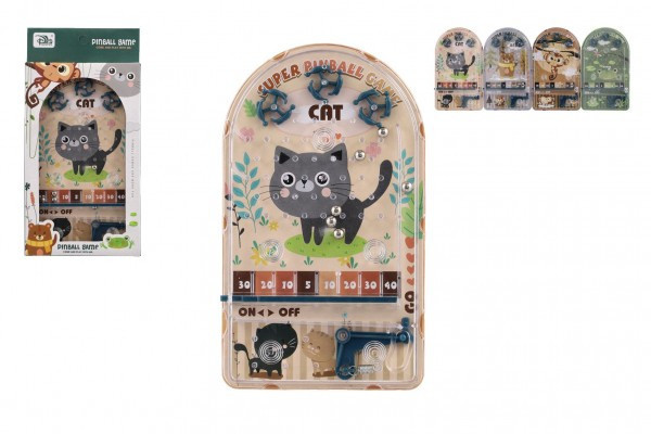 Pinball hra guličková cvrnkací hlavolam plast 4 farby v krabičke 14x25cm
