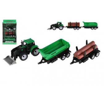 Traktor s vlekom 2ks plast 17cm na voľný chod v krabičke 20x34x7, 5cm