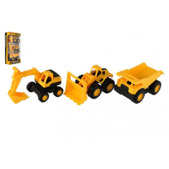 Auto stavebné 3ks plast 12cm na voľný chod v krabičke 14,5x30x7cm
