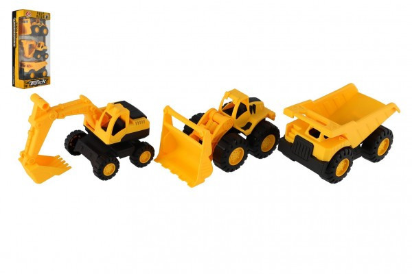 Auto stavebné 3ks plast 12cm na voľný chod v krabičke 14,5x30x7cm