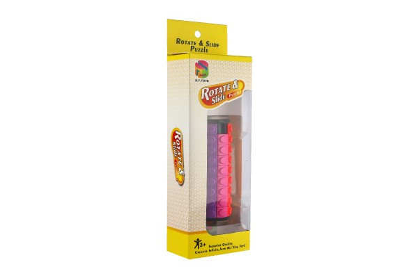 Hlavolam valec/veža farebný plast 11cm v krabičke 8x25x4, 5cm