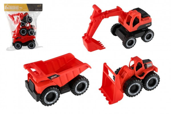 Auto stavebné 3ks plast 15-19cm voľný chod v sáčku