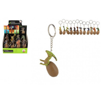 Prívesok na kľúče/Kľúčenka dinosaurus vo vajíčku kov/plast 6cm mix druhov