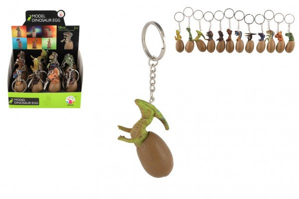 Prívesok na kľúče/Kľúčenka dinosaurus vo vajíčku kov/plast 6cm mix druhov
