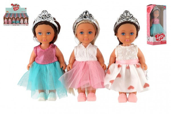 Bábika princezná plast 12cm pevné telo 3 druhy v krabičke 7x15x5cm
