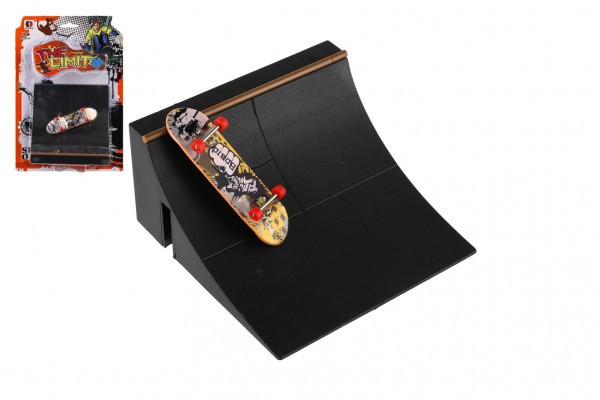 Skateboard prstový skrutkovací s rampou plast mix druhov na karte 20x29x7cm