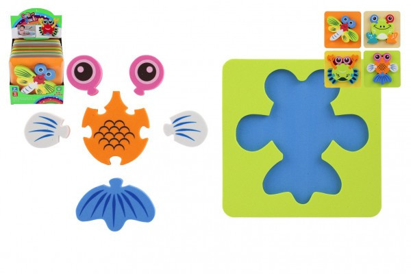 Penové puzzle 3D zvieratká 4 druhy v sáčku 16x16x2, 5cm