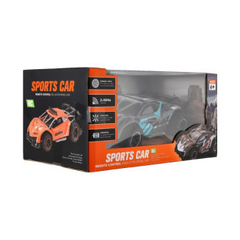 Auto RC športový plast 2,4 GHz 20cm na batérie šedo-tyrkysové v krabici 24x12x14cm
