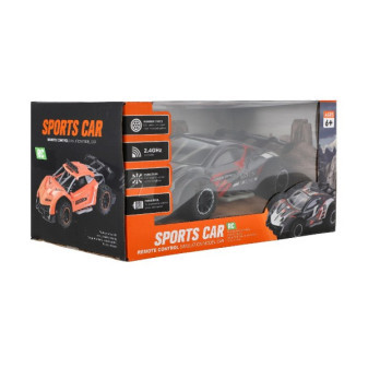 Auto RC športový plast 2,4 GHz 20cm na batérie šedo-červené v krabici 24x12x14cm