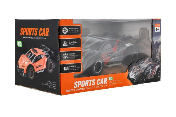 Auto RC športový plast 2,4 GHz 20cm na batérie šedo-červené v krabici 24x12x14cm