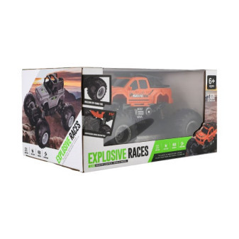 Auto RC pick up Off road terénny plast 23cm 2,4 GHZ na batérie so svetlom oranžový v krab. 30x15x