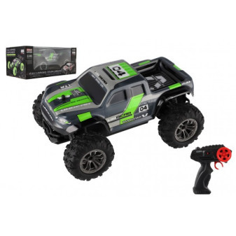 Auto RC pick up terénny plast 25cm 2,4 GHZ na batérie šedo-zelený v krabici 32x14x18cm