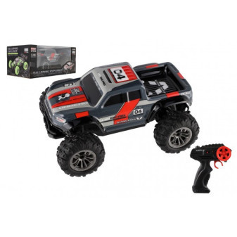 Auto RC pick up terénny plast 25cm 2,4 GHZ na batérie šedo-červený v krabici 32x14x18cm
