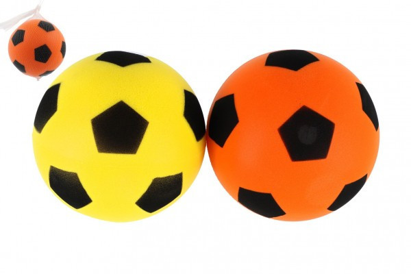 Lopta penová futbalová 18cm 2 farby v sieťke