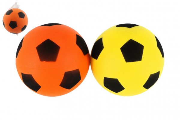 Lopta penová futbalová 21cm 2 farby v sieťke