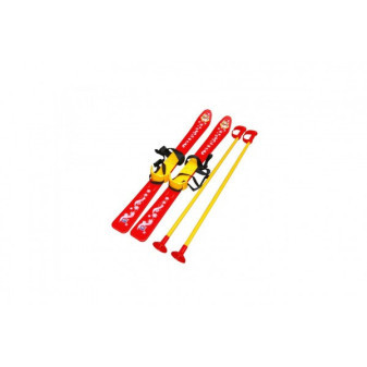 Detské lyže s paličkami plast/kov 76cm červené
