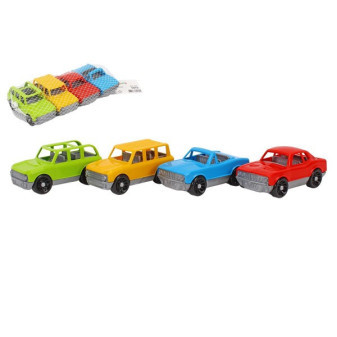 Súprava áut/autíček 4ks plast na voľný chod v sieťke 20x4x10cm 18m+