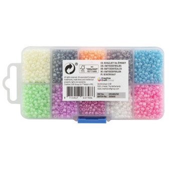 Sada farebných korálikov 10 druhov v zakladači 150g (10x15g)