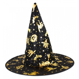 Detský klobúk čarodejnice zlatý dekor