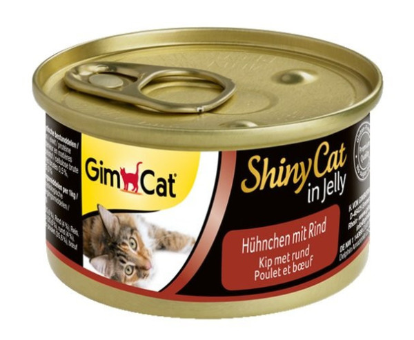 Konzerva SHINY CAT kura s hovädzím 70g