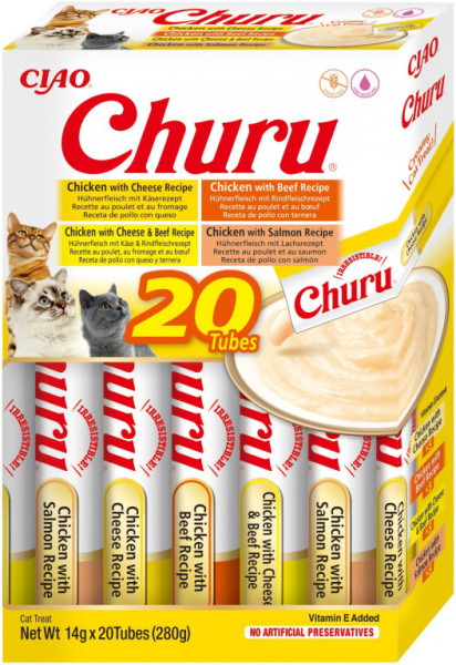 Churu cat mäsové pyré mix - kura, hovädzie 280g