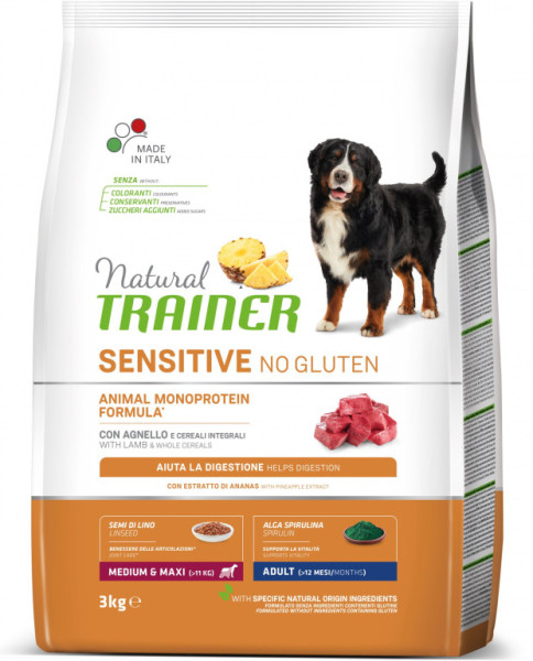 Trainer Natural Sensitive No glutén Adult Medium/Maxi jahňacie 3kg