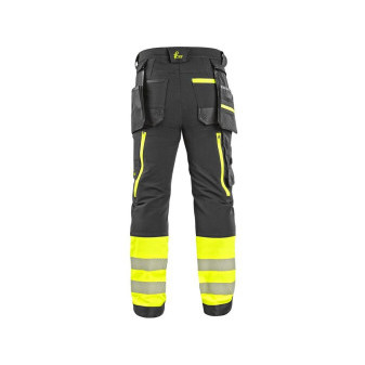 Nohavice CXS NAOS HV, pánske, čierno-žltá Hi-Vis, reflexné pruhy