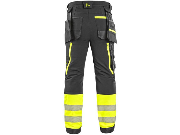 Nohavice CXS NAOS HV, pánske, čierno-žltá Hi-Vis, reflexné pruhy