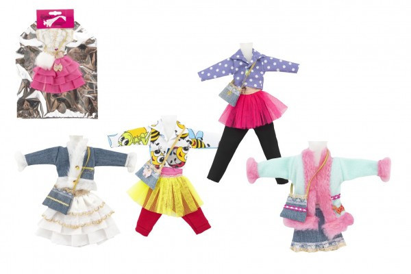 Šaty/Oblečky krátke na bábiky mix druhov v sáčku 22x30cm