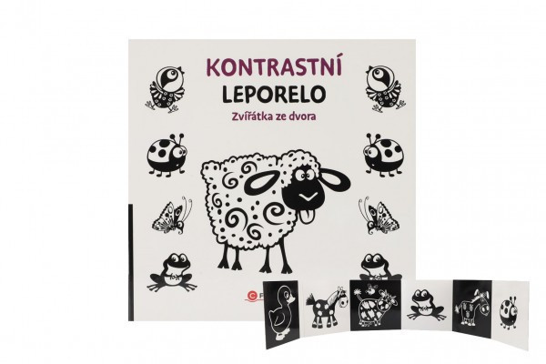 Knižka Kontrastné leporelo Zvieratká z dvora 15,5x15cm 0m+