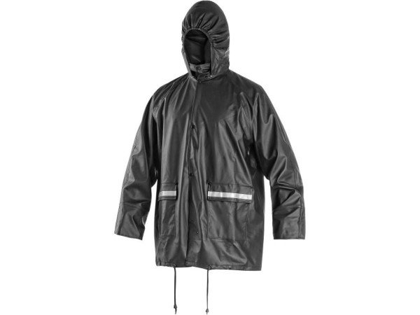 Bunda CXS PU, predĺžená, nepremokavá, antracitová, veľ. 3XL