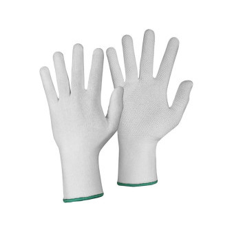 Rukavice CXS TEWI, textilné s PVC terčíkmi, biele