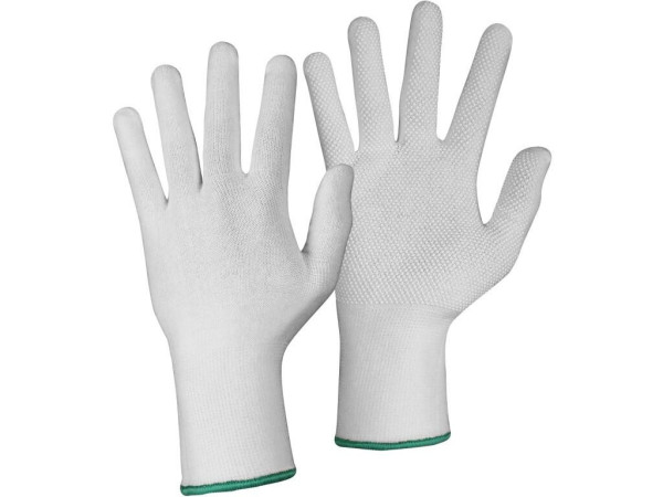 Rukavice CXS TEWI, textilné s PVC terčíkmi, biele, veľ. 09