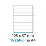 Etiketa 105x37mm/100ks, A4 biela, Labels 1/16