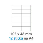 Etiketa 105x48mm/100ks A4 bílá, Labels 1/12