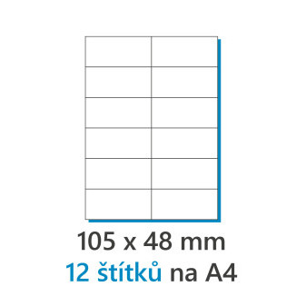 Etiketa 105x48mm/100ks A4 biela, Labels 1/12