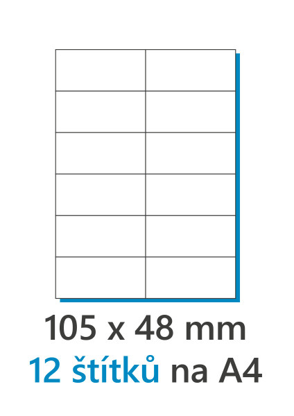 Etiketa 105x48mm/100ks A4 biela, Labels 1/12