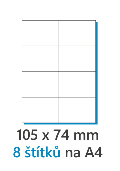 Etiketa 105x74mm/100ks bílá, Labels 1/8