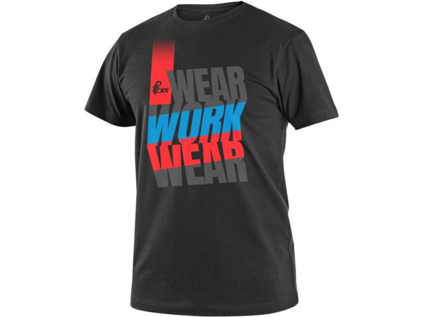 Tričko CXS WORKWEAR, krátky rukáv, čierno-modro-červené, veľ. L
