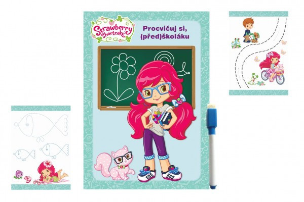 Zošit aktivít Precvičuj si, (pred)školáka Jahôdka + stierateľný popisovač v sáčku 16,5x24x2cm