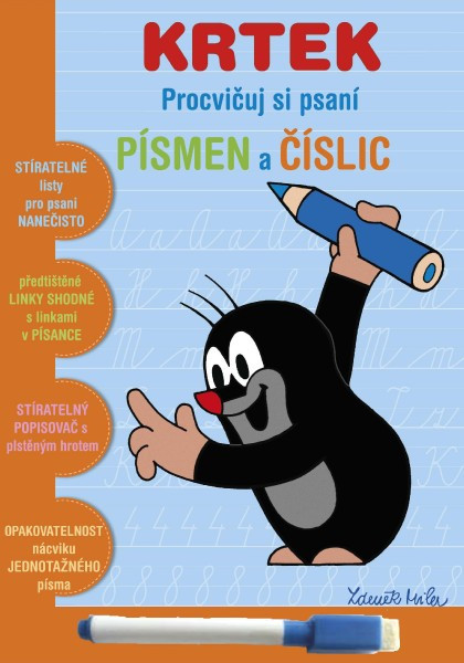 Zošit aktivít Precvičuj si písmená a číslice Krtko + stierateľný popisovač v sáčku 16,5x24x2cm