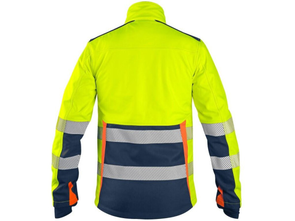 Bunda CXS BENSON, výstražná, softshell, pánska, žlto-modrá