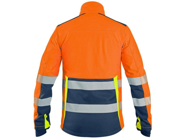 Bunda CXS BENSON, výstražná, softshell, pánska, oranžovo-modrá, veľ. L