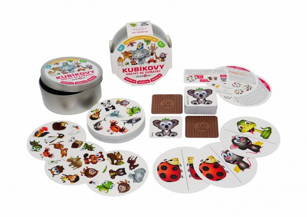 Kubíkove hrátky so zvieratkami 3v1 v plechovej krabičke 10x4 cm