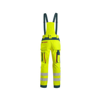 Nohavice CXS BEDFORD, výstražné, pánske, softshell, žlto-petrolová